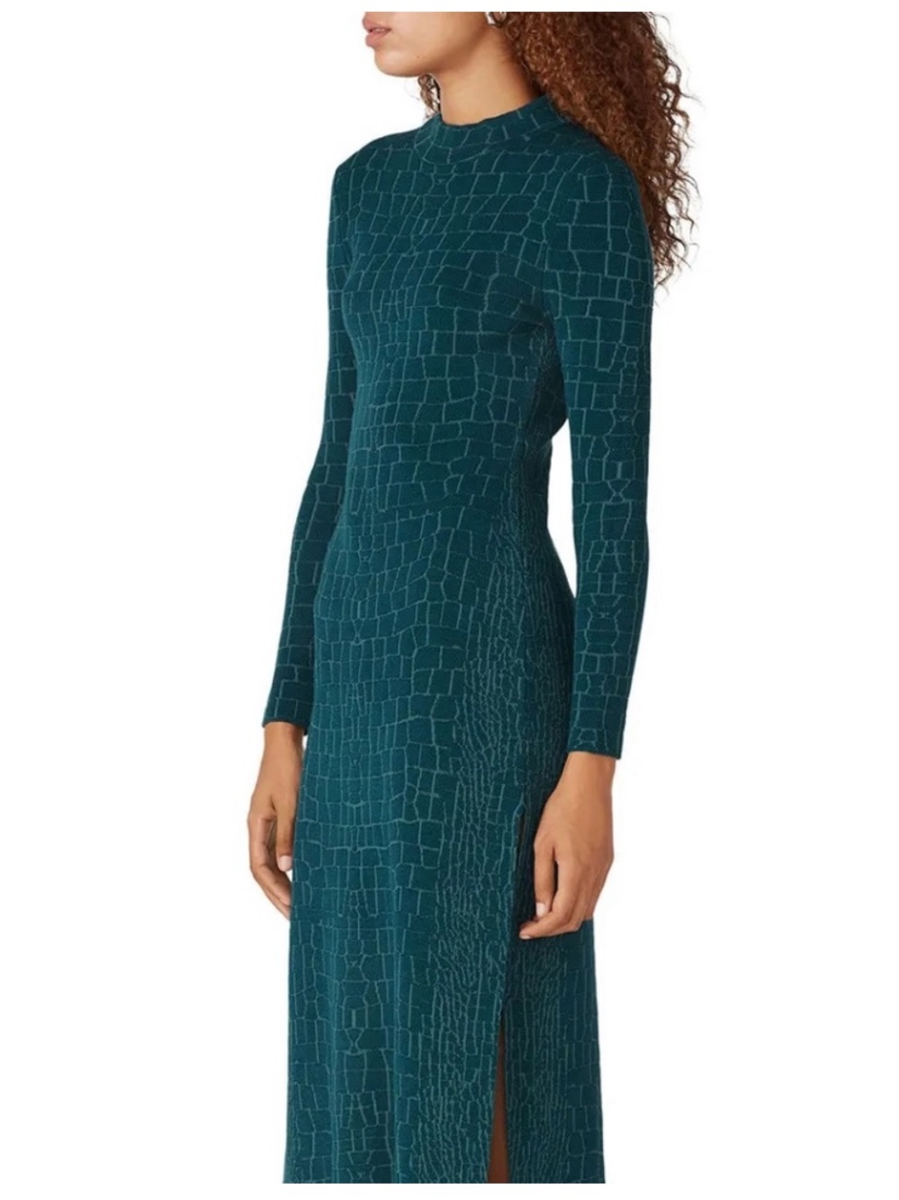 STAUD Neville Mod Geo Patterned Long Sleeve Dress